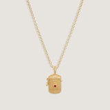Kinn - Relic Ribbed Locket Necklace Garnet