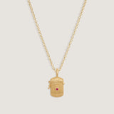 Kinn - Relic Ribbed Locket Necklace Ruby