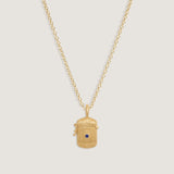 Kinn - Relic Ribbed Locket Necklace Sapphire