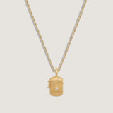 Kinn - Relic Ribbed Locket Necklace Ruby