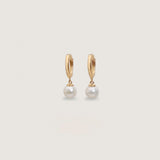 Kinn - Round Pearl Huggie Earrings