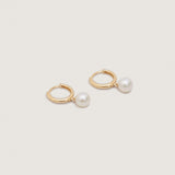 Kinn - Round Pearl Huggie Earrings