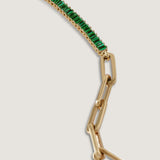 Kinn - Serena Baguette Tennis Link Bracelet Emerald