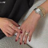 Kinn - Solis Ribbed Ring Emerald Diamond