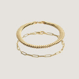 Kinn - Cobra & Paperclip Link Chain Bracelet Stack