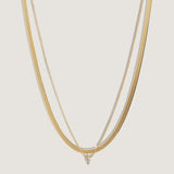 Kinn - Carter Herringbone & Marquise Diamond Necklace Stack