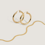 Kinn - Carter Herringbone & Classic Hoop Earrings Large Stack