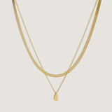Kinn - Carter Herringbone & Teardrop Necklace Stack