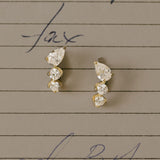 Kinn - Jules Mixed Diamond J - Hoop Earrings Yellow Gold