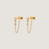 Kinn - Three Stone Chain Earrings Diamond