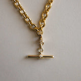 Kinn - Vintage 14k Gold Faux Toggle Diamond Lariat Charm