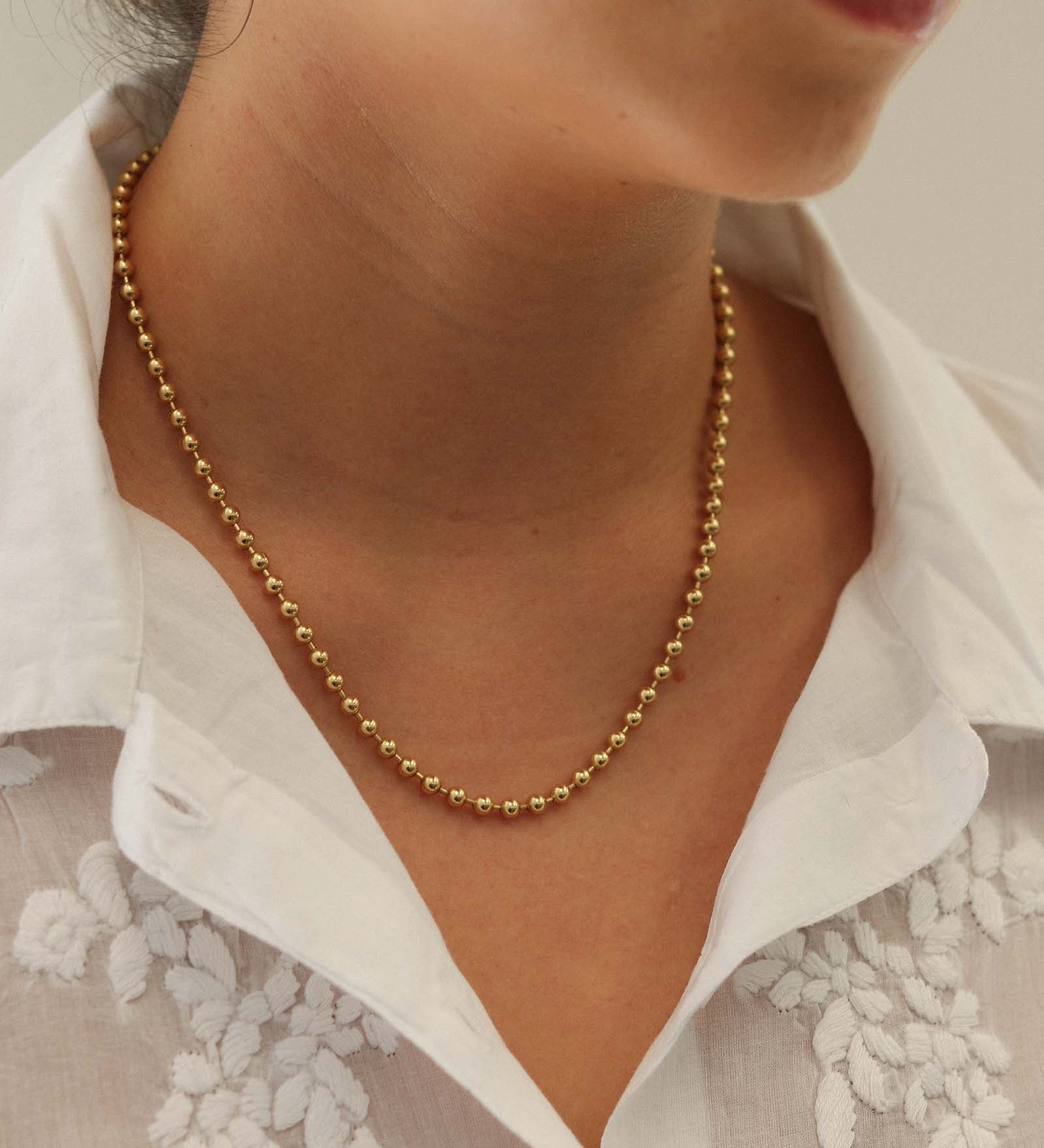 Kinn - Vintage 14k Gold Ball Chain Necklace