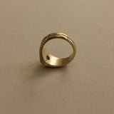 Kinn - Vintage Oval Diamond Double Ribbed Band Ring
