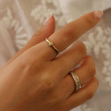 Kinn - Vintage 14k Pavé Diamond Square Stacker Ring