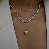 Kinn - Ribbed Maison Heart Locket Diamond