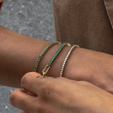 Kinn - Serena Baguette Tennis Link Bracelet Emerald