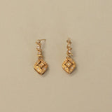 Kinn - Vintage 14k Gold Kite Diamond Dangle Earrings