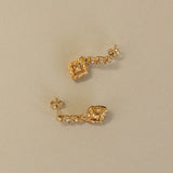 Kinn - Vintage 14k Gold Kite Diamond Dangle Earrings