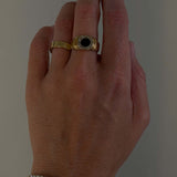 Kinn - Vintage 14k Gold Octagon Ribbed Onyx Ring