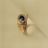 Kinn - Vintage 14k Gold Octagon Ribbed Onyx Ring