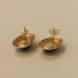 Kinn - Vintage 14k Gold Oval Onyx Earrings