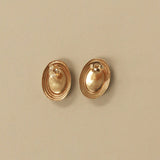 Kinn - Vintage 14k Gold Oval Onyx Earrings