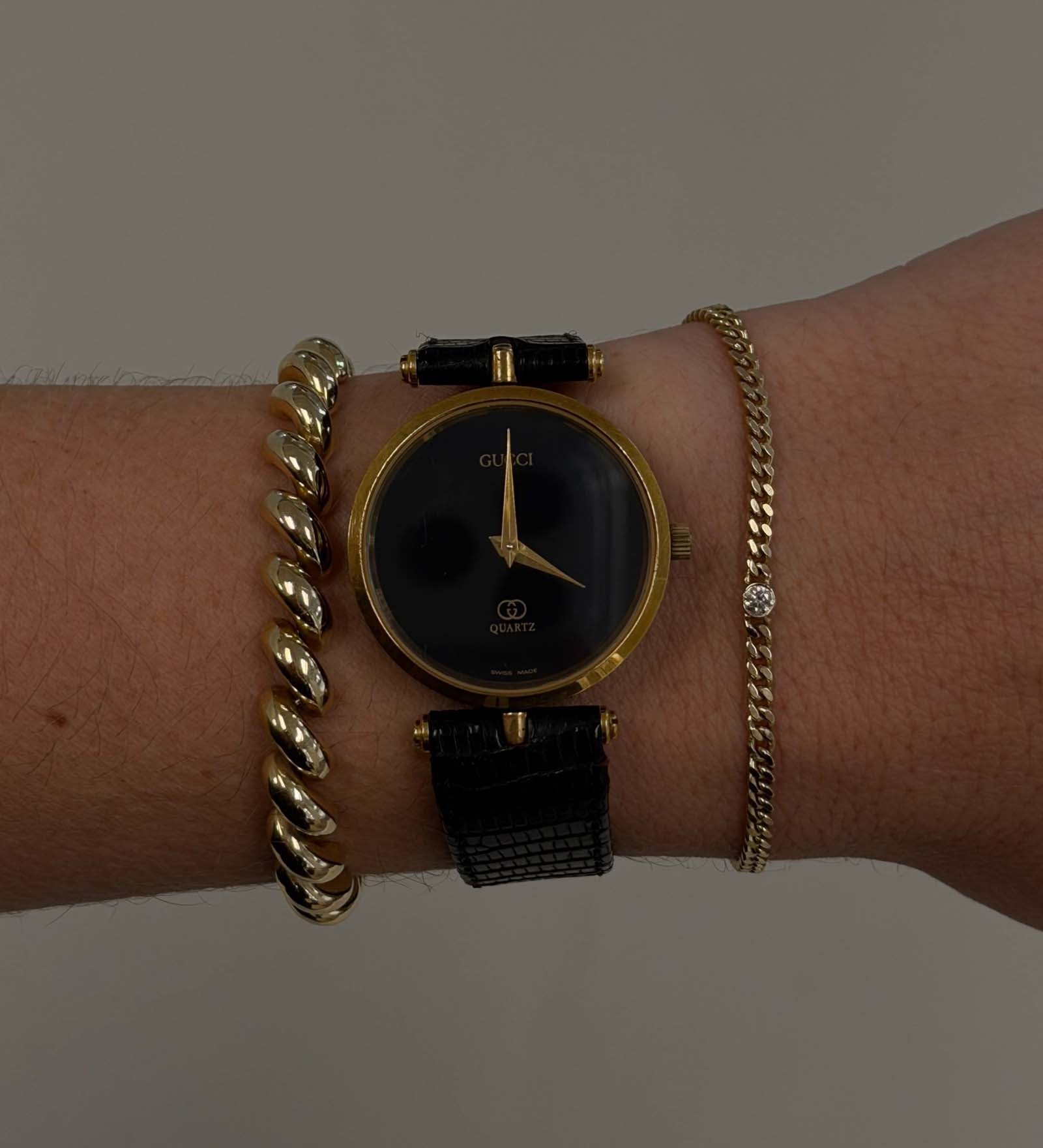 Kinn - Vintage Gucci Leather Watch Black