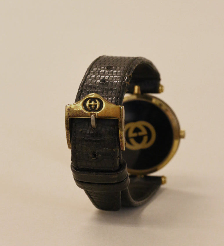 Kinn - Vintage Gucci Leather Watch Black