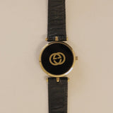 Kinn - Vintage Gucci Leather Watch Black