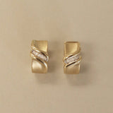 Kinn - Vintage Baguette Diamond 14k Gold Huggie Earrings