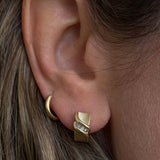 Kinn - Vintage Baguette Diamond 14k Gold Huggie Earrings