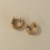 Kinn - Vintage Baguette Diamond 14k Gold Huggie Earrings