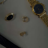 Kinn - Vintage Baguette Diamond 14k Gold Huggie Earrings