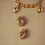 Kinn - Vintage 18k Gold Tubular Teardrop Pavé Earrings