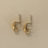 Kinn - Vintage 18k Gold Tubular Teardrop Pavé Earrings