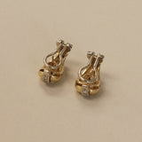 Kinn - Vintage 18k Gold Tubular Teardrop Pavé Earrings