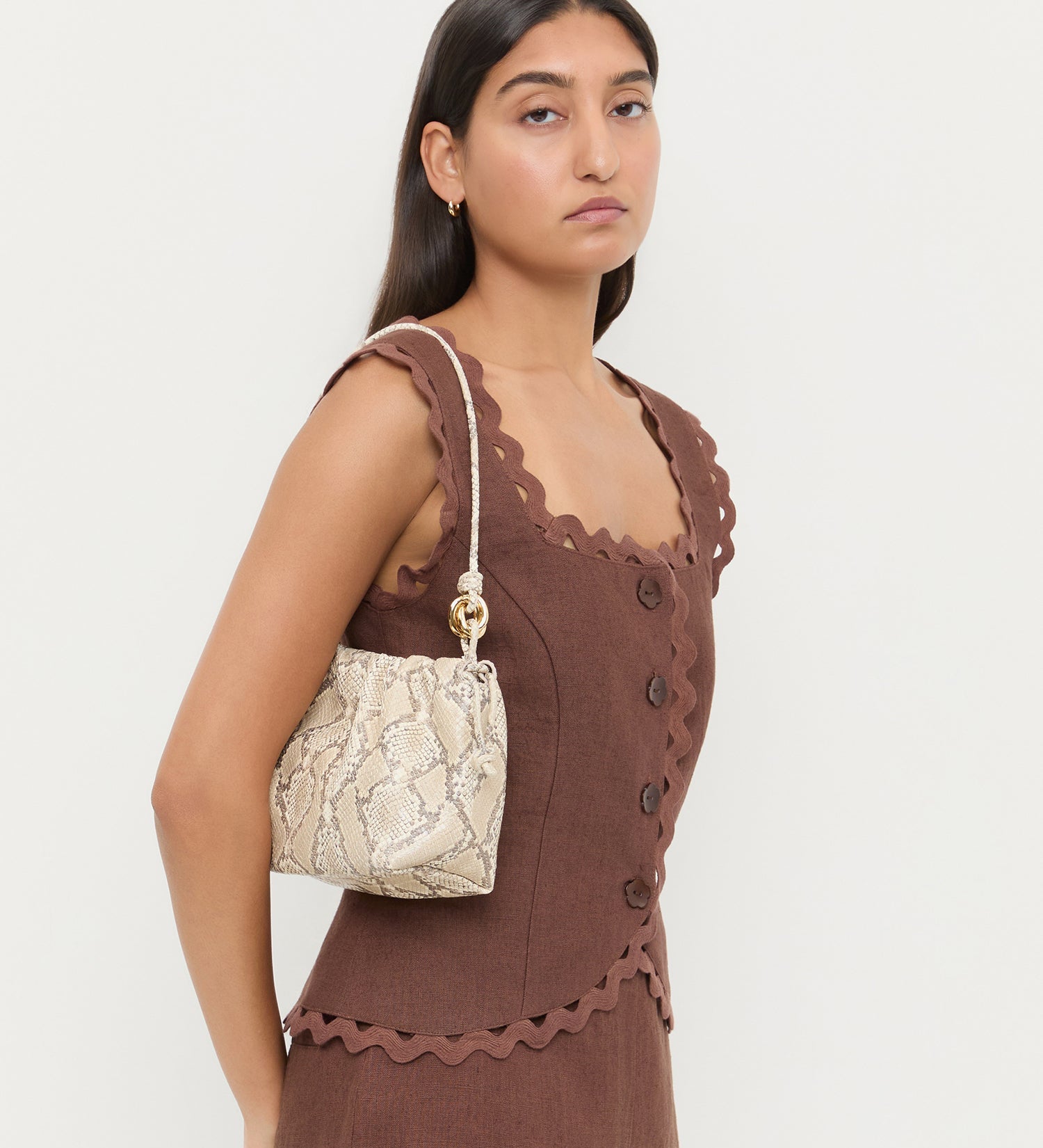 Loeffler Randall - Kiri Snake Leather Shoulder Bag