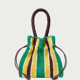 Loeffler Randall - Kylie Green/Yellow Raffia Drawstring Pouch