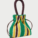 Loeffler Randall - Kylie Green/Yellow Raffia Drawstring Pouch
