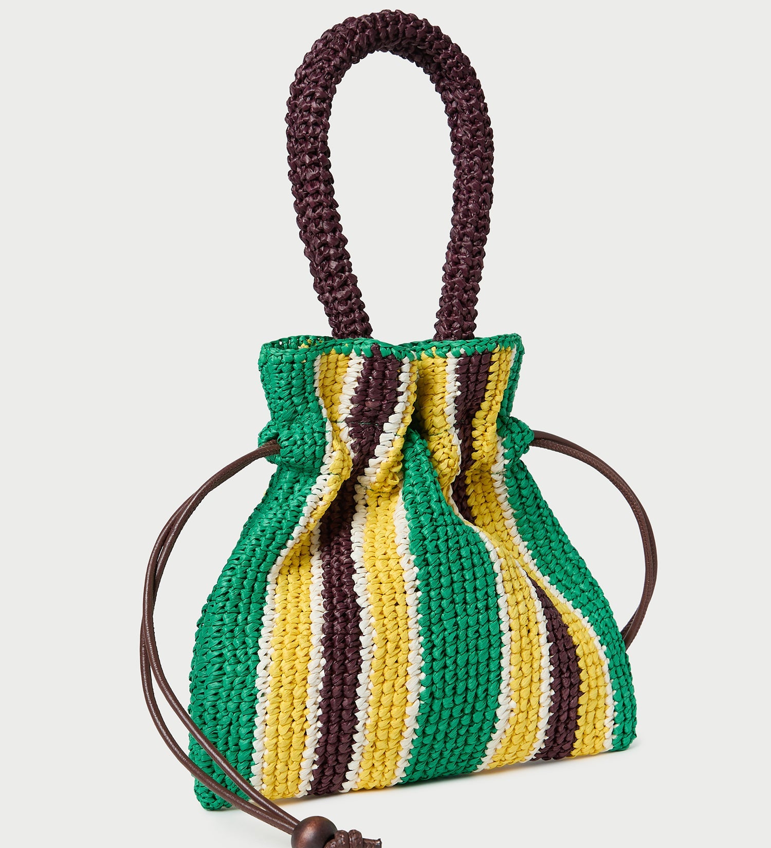 Loeffler Randall - Kylie Green/Yellow Raffia Drawstring Pouch