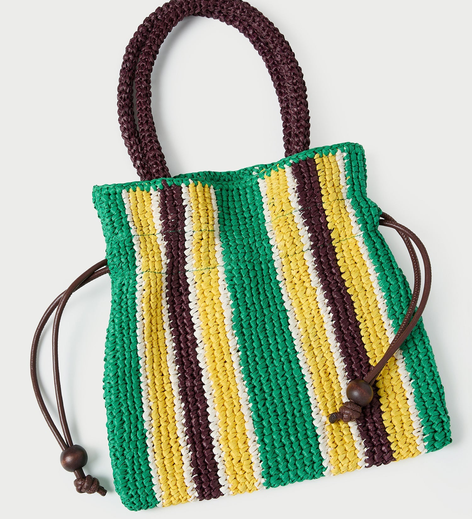 Loeffler Randall - Kylie Green/Yellow Raffia Drawstring Pouch