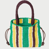 Loeffler Randall - Kylie Green/Yellow Raffia Drawstring Pouch