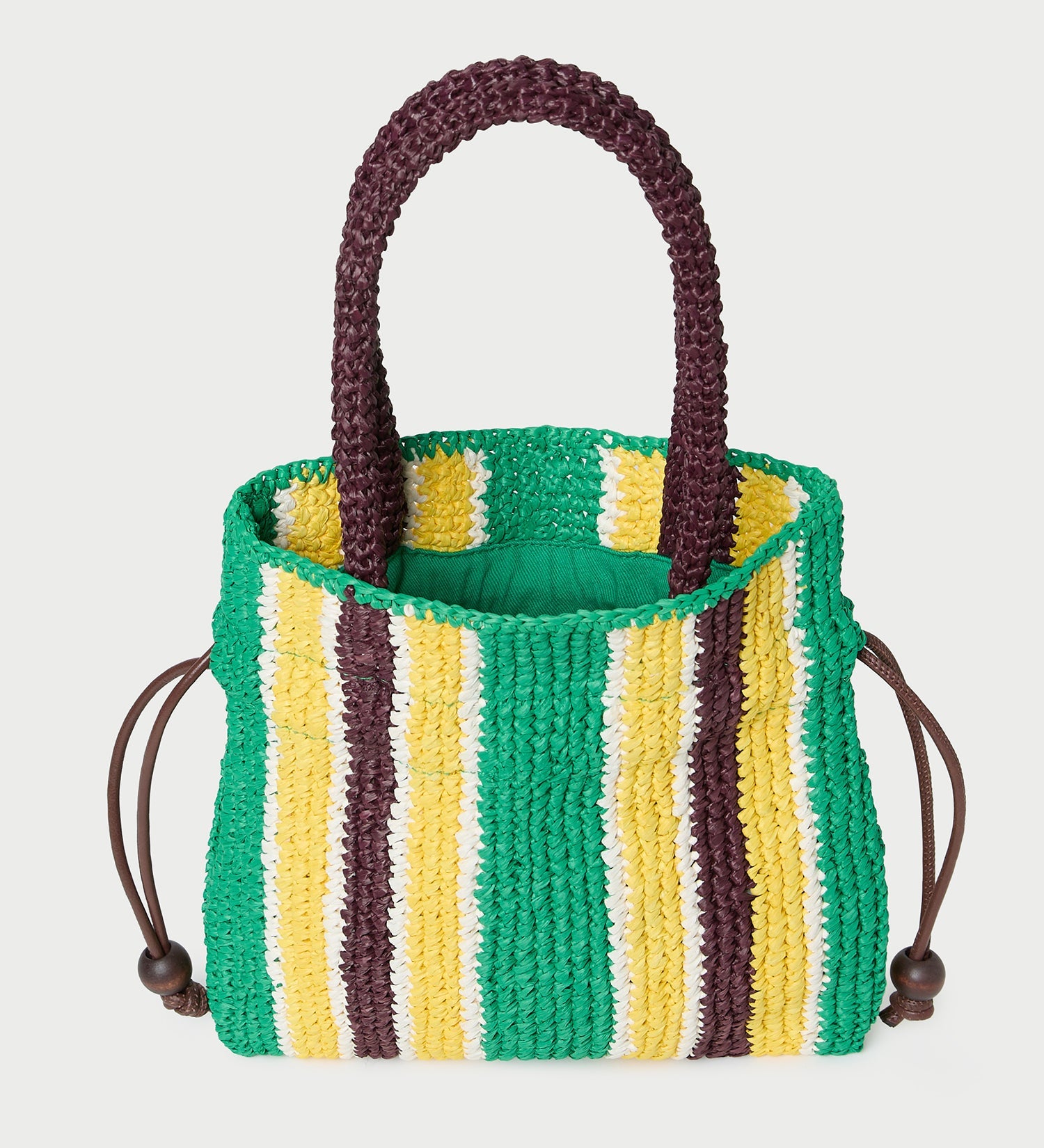 Loeffler Randall - Kylie Green/Yellow Raffia Drawstring Pouch
