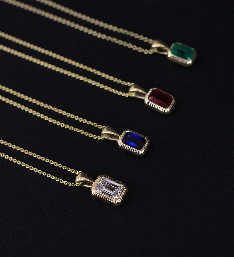 Kinn - Lyra Emerald Cut Pendant Ruby