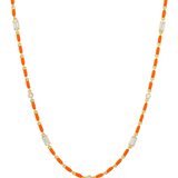 Dorsey - ENAMEL MOISSANITE NECKLACE IN MANDARINE, 18K GOLD VERMEIL