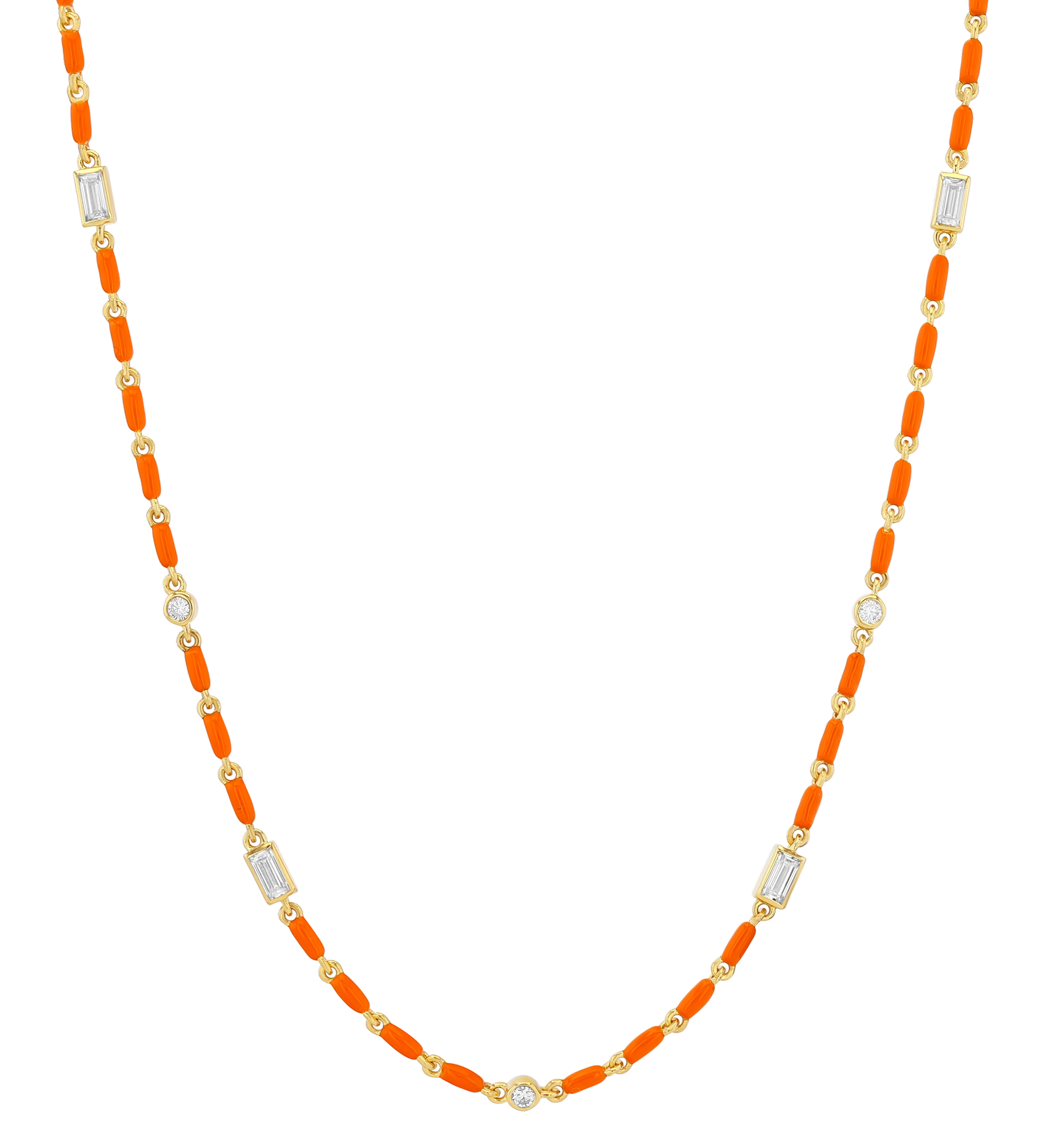Dorsey - ENAMEL MOISSANITE NECKLACE IN MANDARINE, 18K GOLD VERMEIL