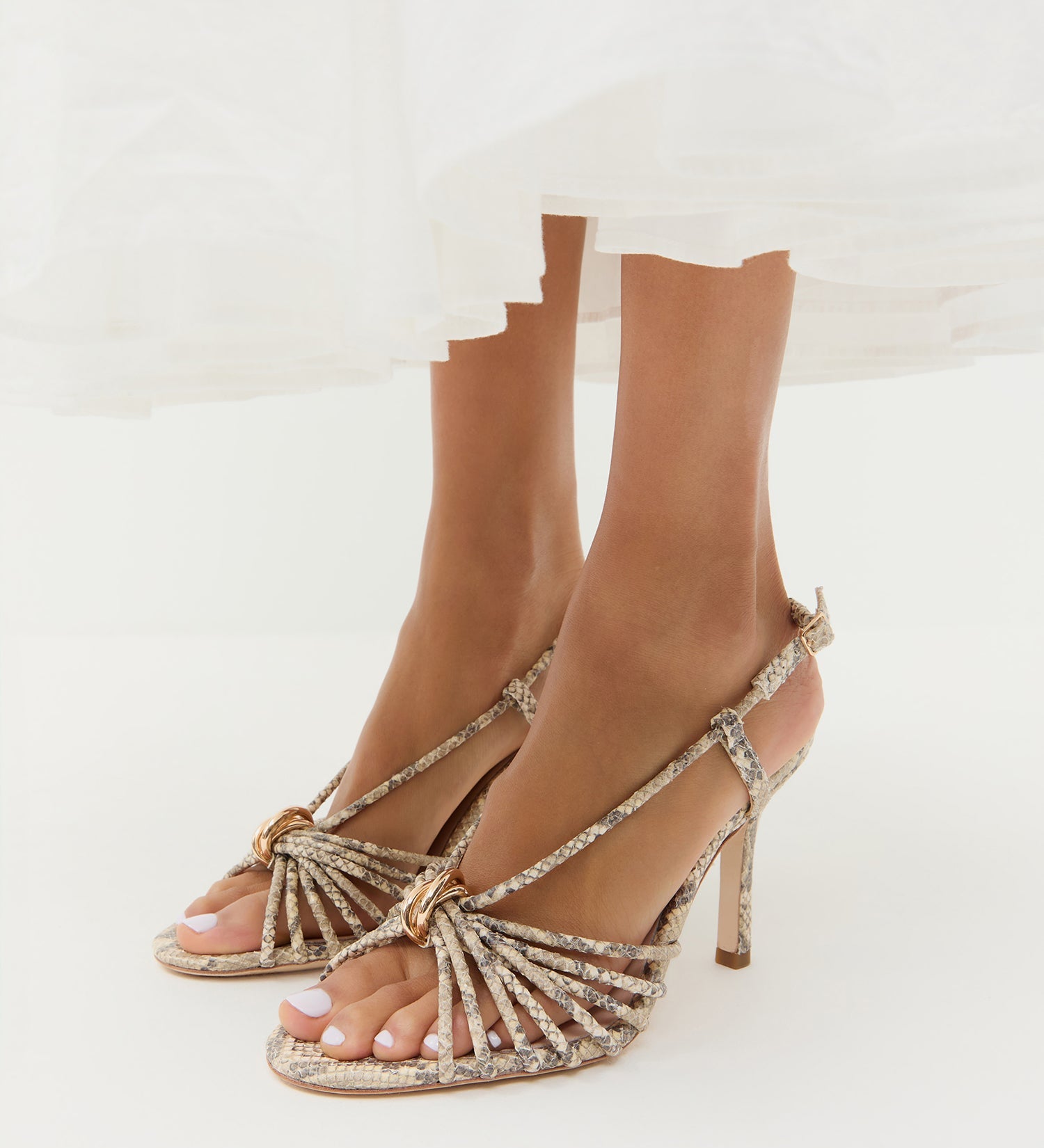 Loeffler Randall - Mareka Snake Leather Heeled Sandal