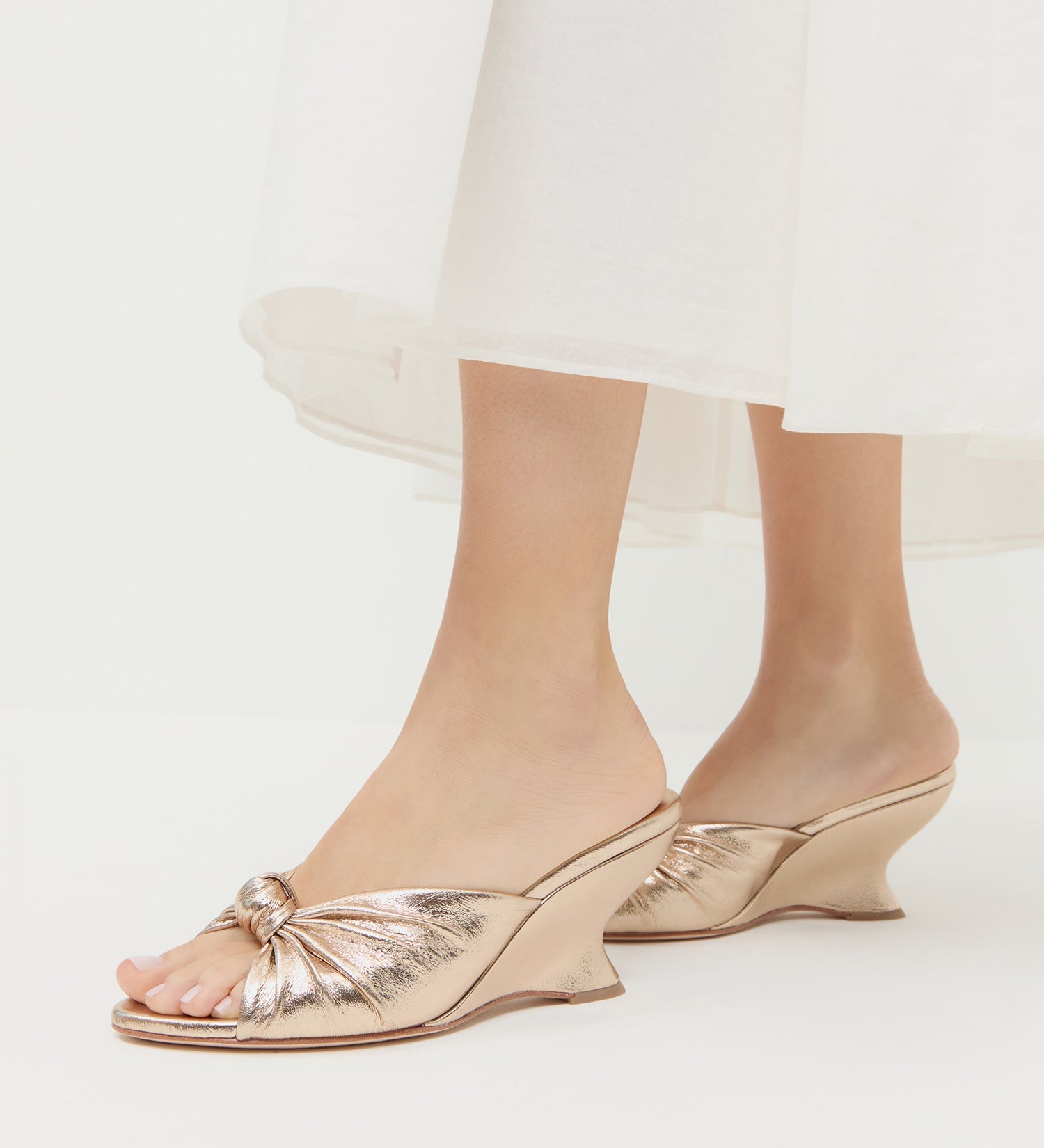 Loeffler Randall - Marsy Champagne Leather Knot Wedge