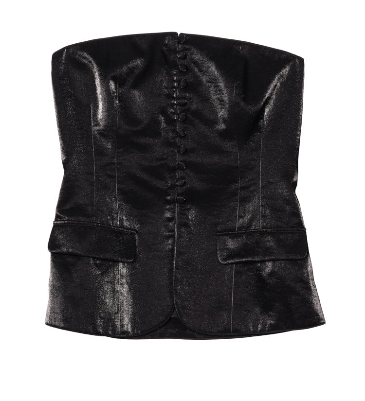 Ciao Lucia - Melodie Black Taffeta Strapless Top