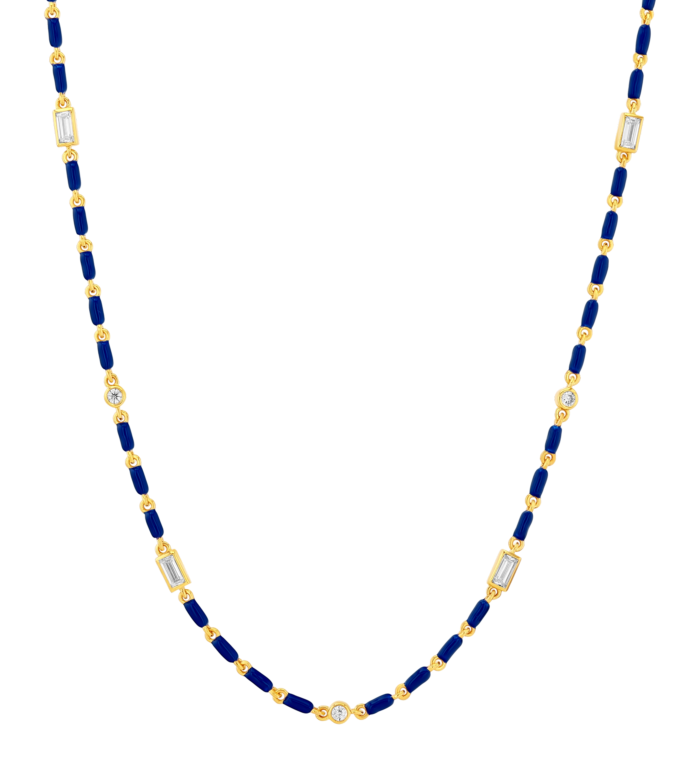 Dorsey - ENAMEL MOISSANITE NECKLACE IN MER, 18K GOLD VERMEIL